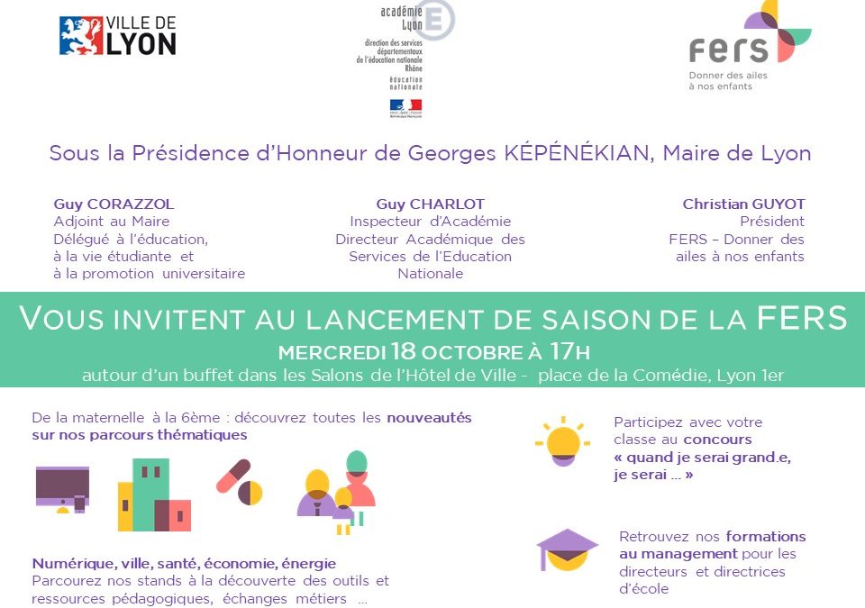 INSCRIVEZ-VOUS : mercredi 18 octobre à 17h00, lancement de saison 2017-2018 FERS – Donner des ailes à nos enfants